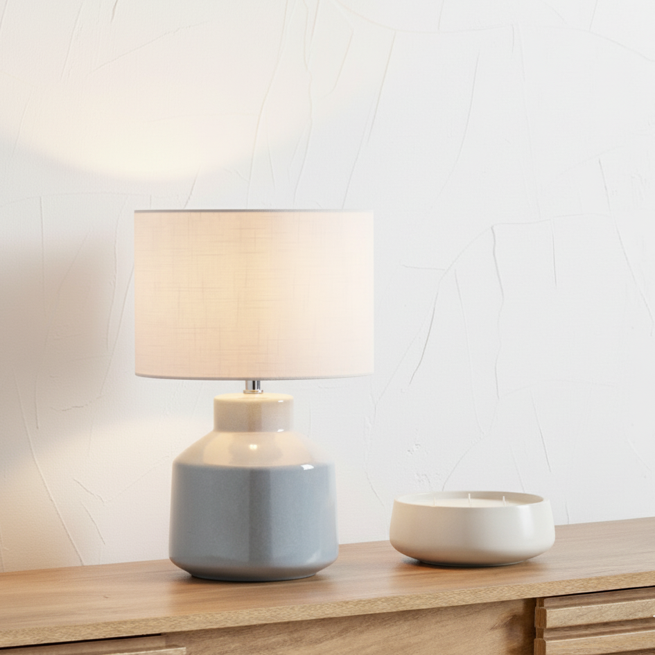 Nora Duck Egg Blue Crackle Effect Table Lamp