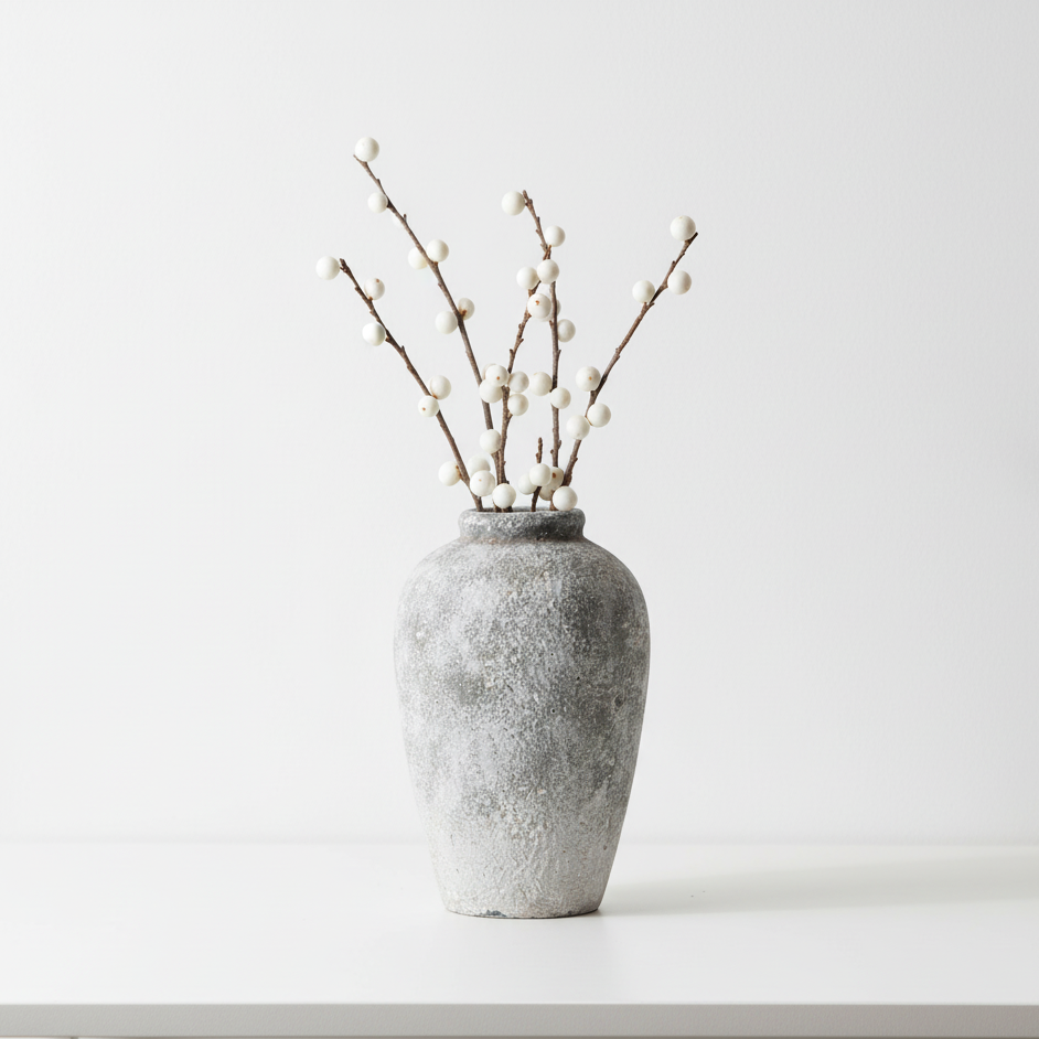 Aged Stone Ceramic Tall Vase