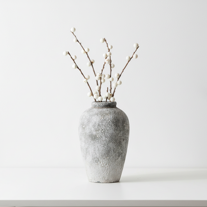 Aged Stone Ceramic Tall Vase