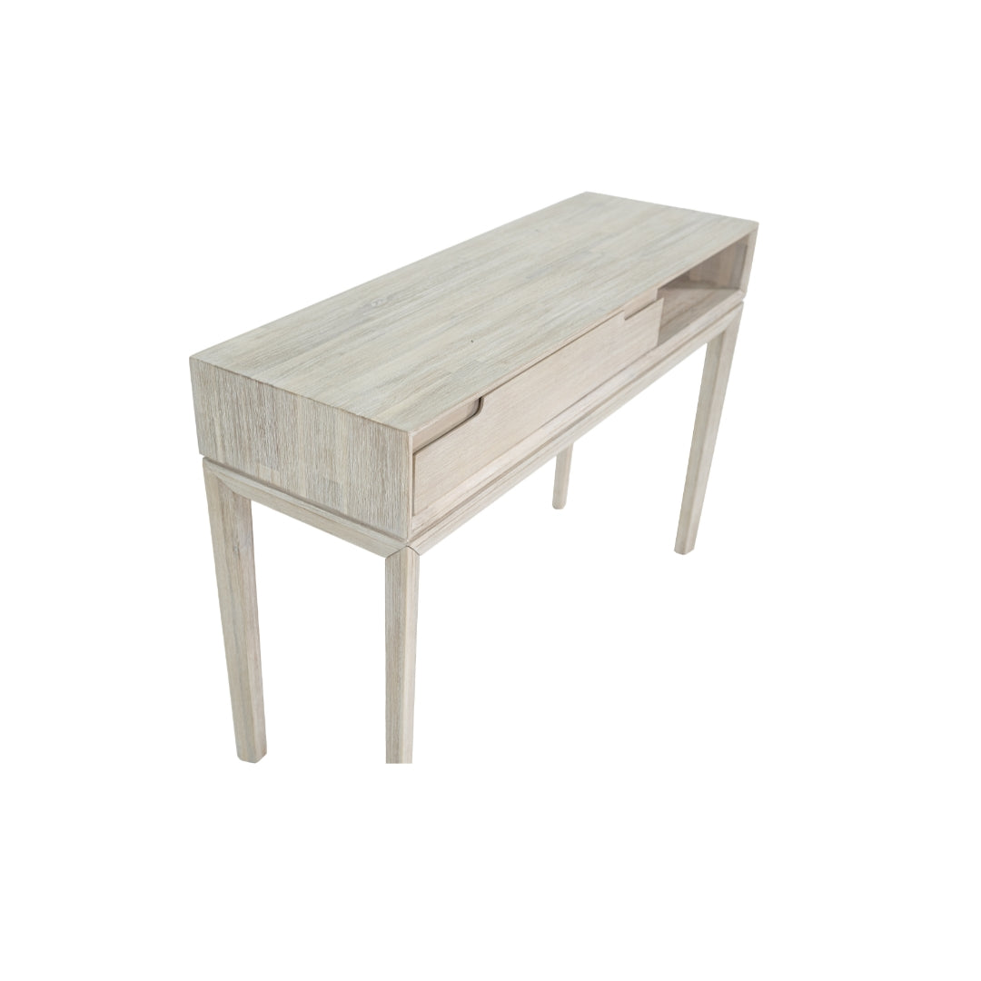 Gio White Sand Acacia Wood 1 Drawer Console Table