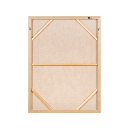 White and Natural Abstract Design Linen Canvas with Elm Effect Frame