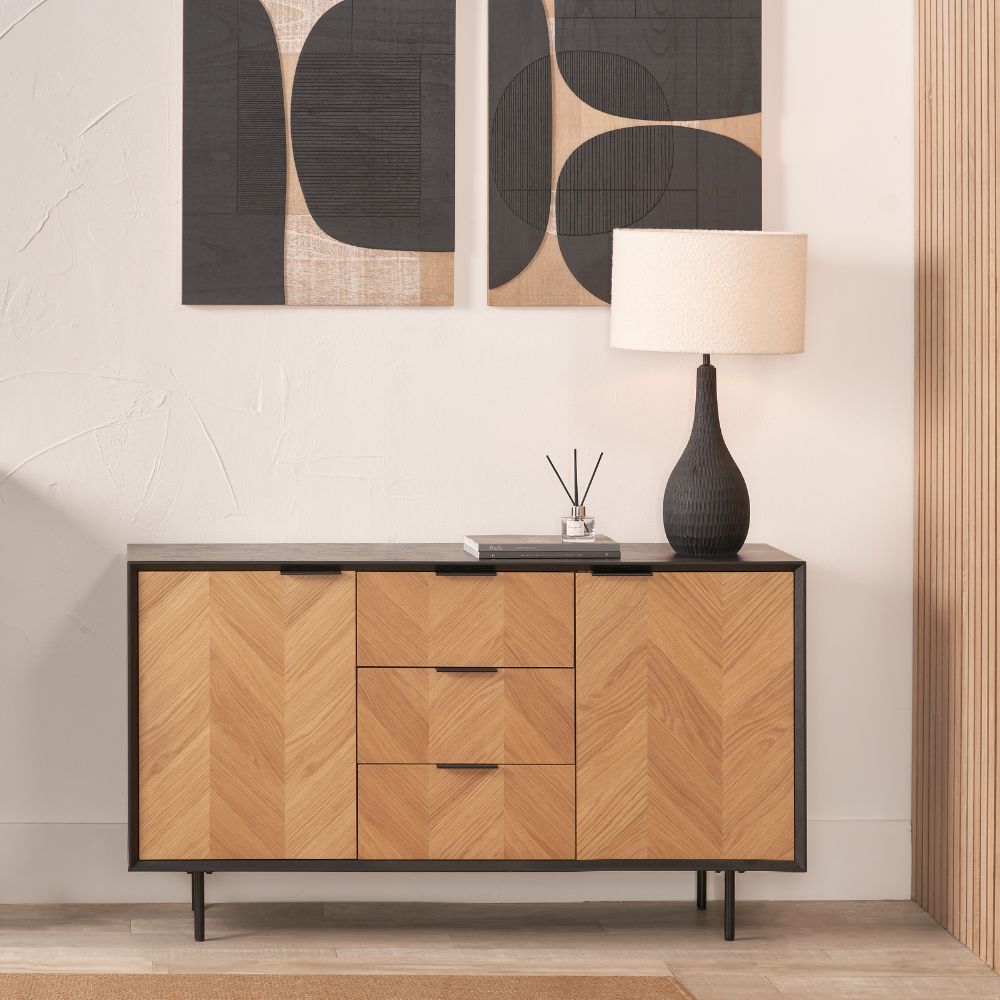 Hailee Pine Wood 2 Door 3 Drawer Sideboard
