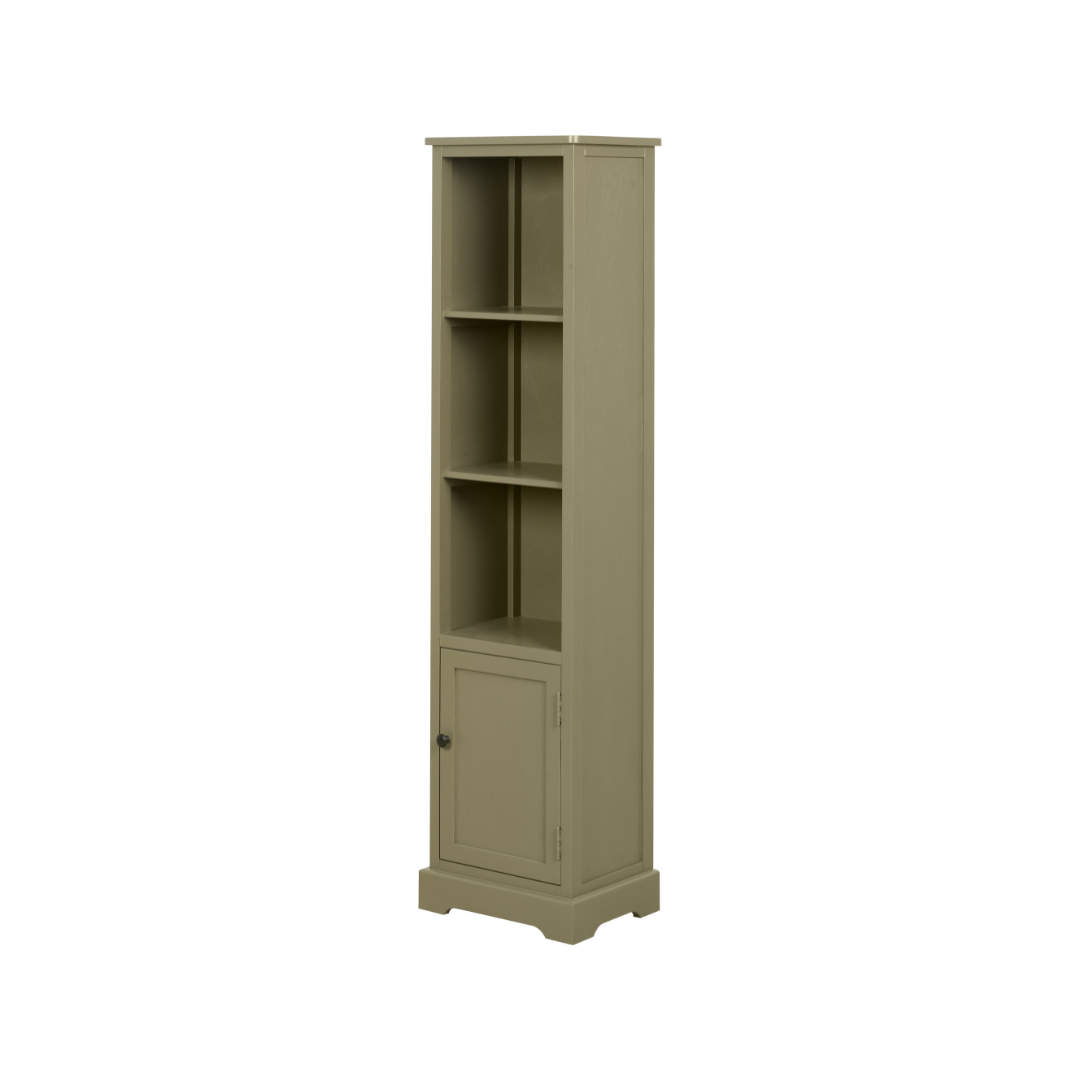 Croft Linen Pine Wood Slim 1 Door 3 Shelf Unit