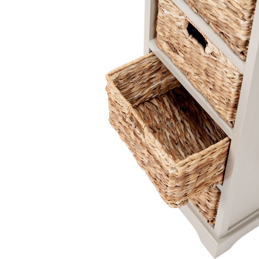 Devonshire Pine Wood 1 Drawer 4 Basket Tall Unit