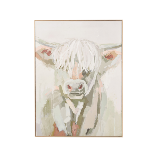 Sage and Naturals Highland Cow Canvas with Natural Frame
