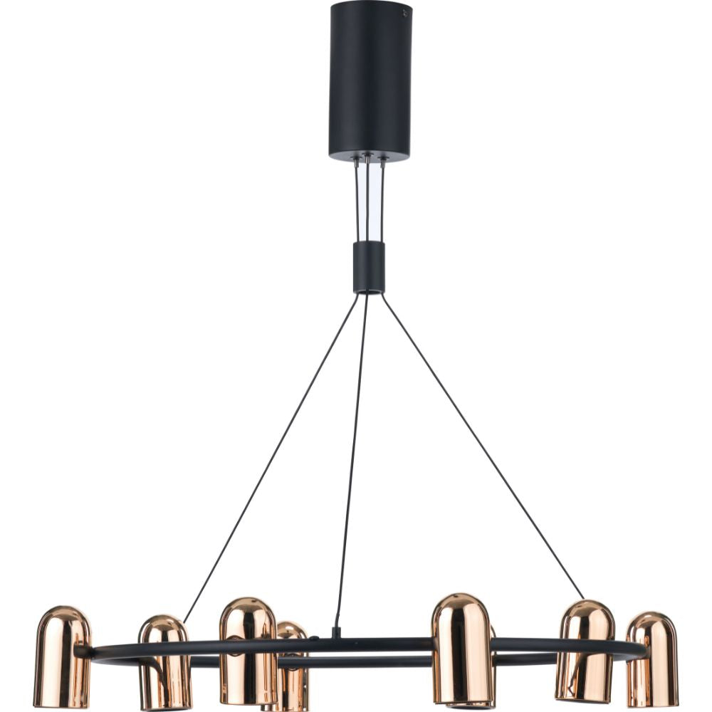 Xena Black and Rose Gold Metal 8 Light LED Pendant