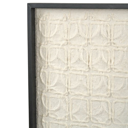 Natural Paper Circular Pattern Design with Black Frames (Set of 2)