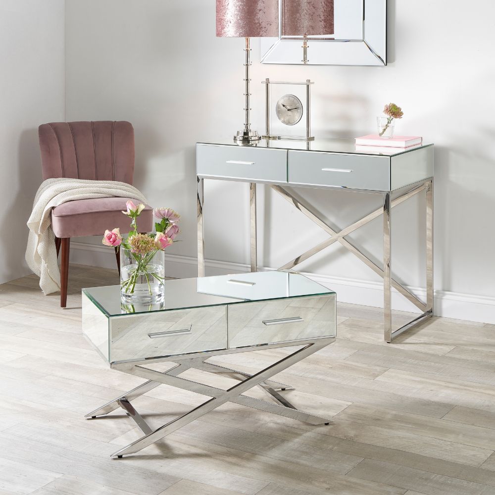 Rocco Mirrored Glass Console Table