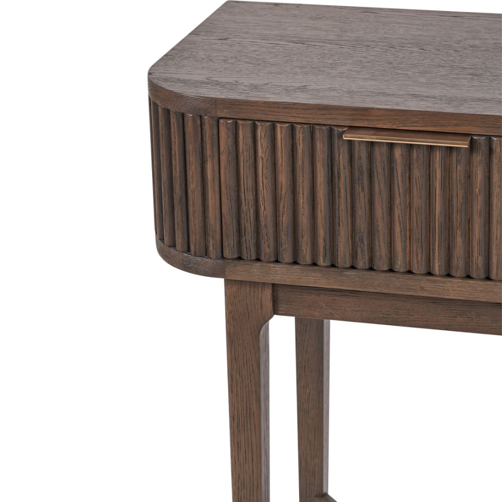 Raie Ribbed Oak and Pine Wood Console Table
