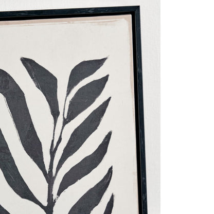Canvases Black Leaf Print with Black Frames (Set of 2)