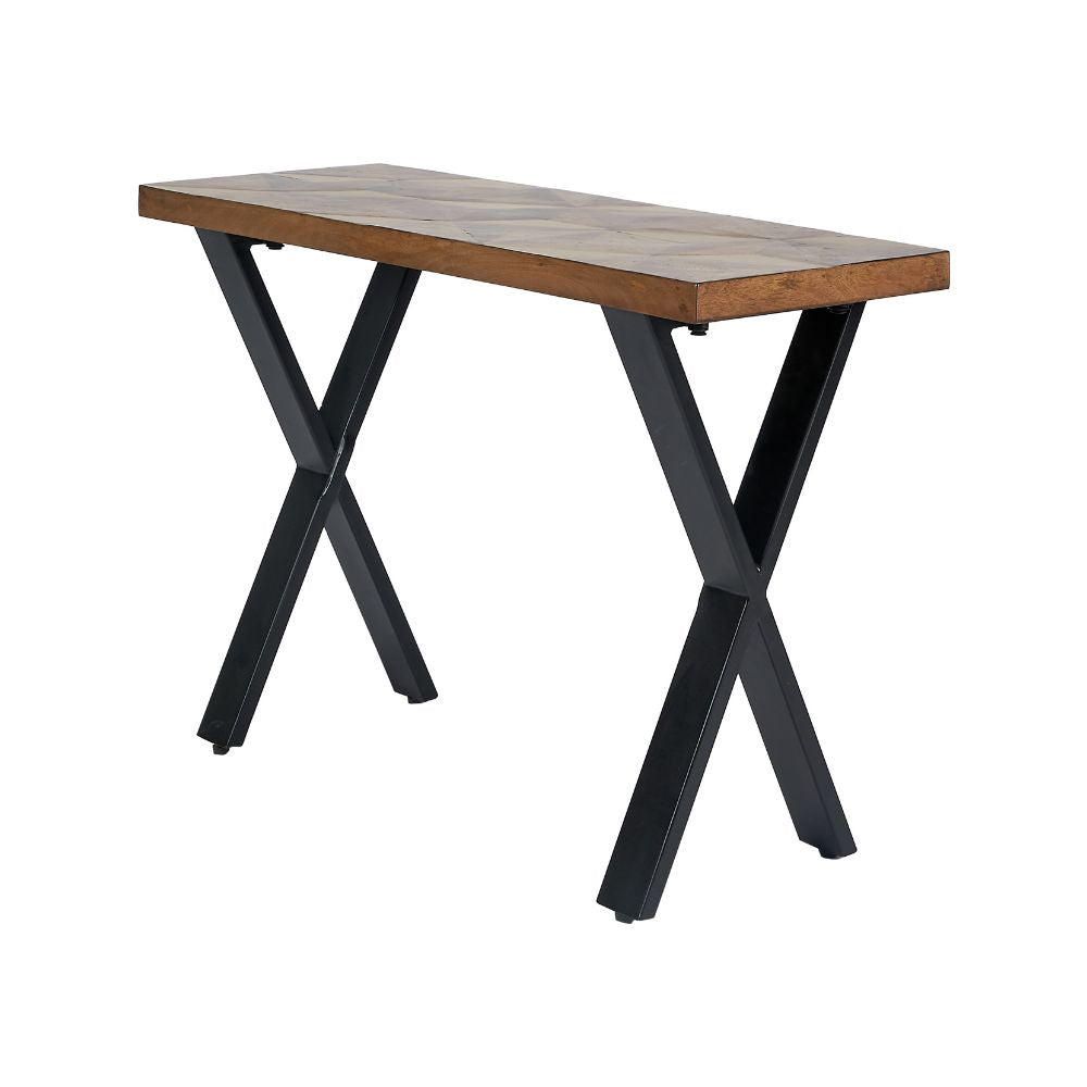 Lakota Recycled Wood and Brass Metal Console Table