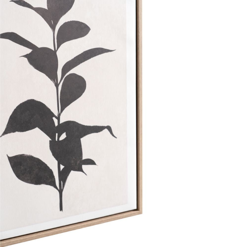 Canvases Natural and Black Leaf Print with Natural Frames