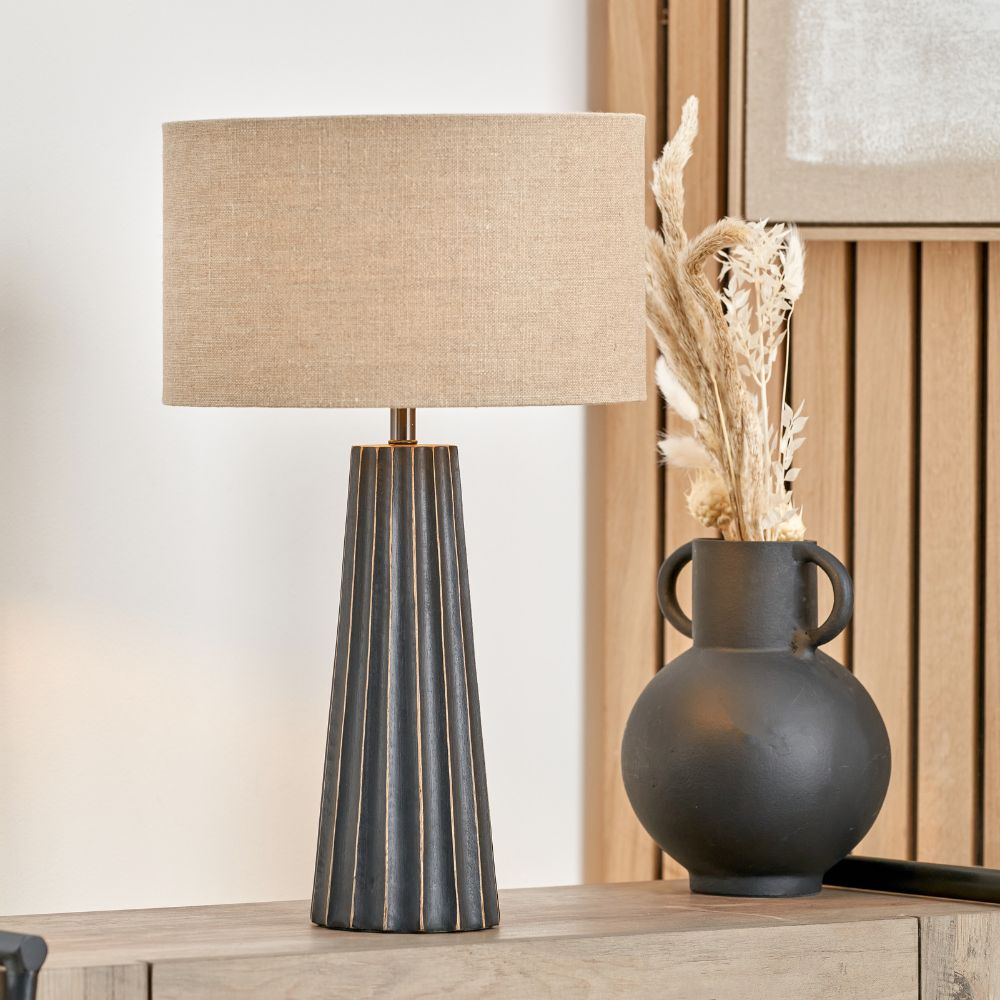 Draydon Mango Wood Textured Cone Table Lamp