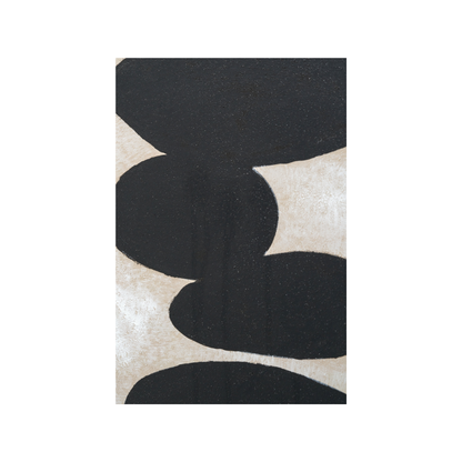 Black and Natural Stone Design Canvas Wall Art with Black Frame