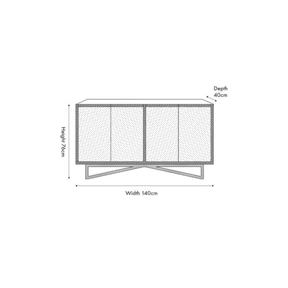 Verde Black Mango Wood and Stone Veneer 4 door Sideboard