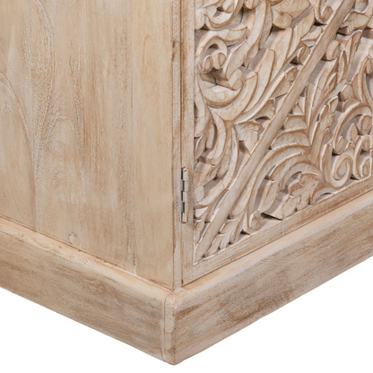 Solmere Ornate Carved Mango Wood Sideboard with Mirror Doors