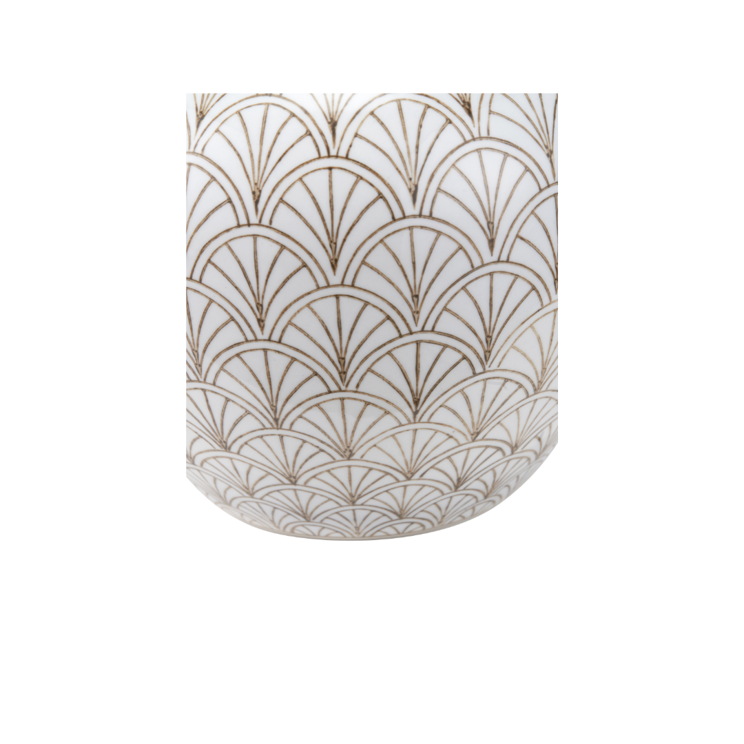 Barbier White Art Deco Fan Ceramic Vase