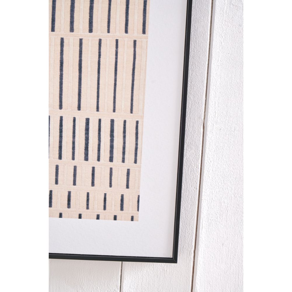 Canvas Natural with Black Stripe Pattern and Black Frame