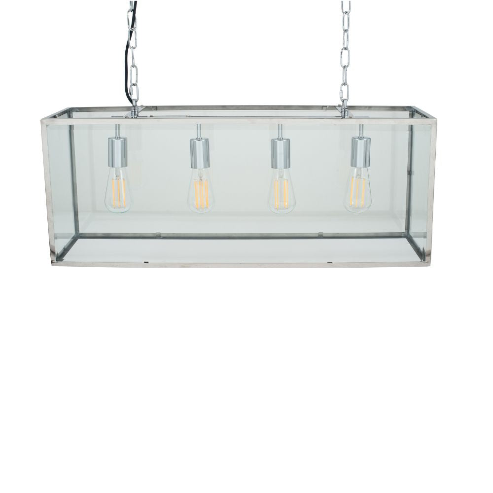 Llewellyn Silver Metal and Glass Four Bulb Pendant