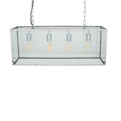 Llewellyn Silver Metal and Glass Four Bulb Pendant