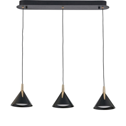 Astarion Matte Black and Gold 3 Drop LED Pendant