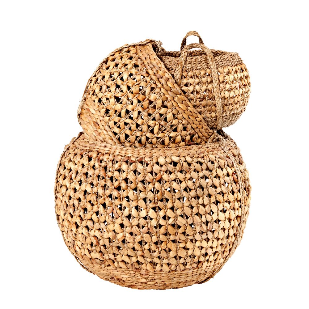 Water Hyacinth Round Handled Baskets (Set of 3)