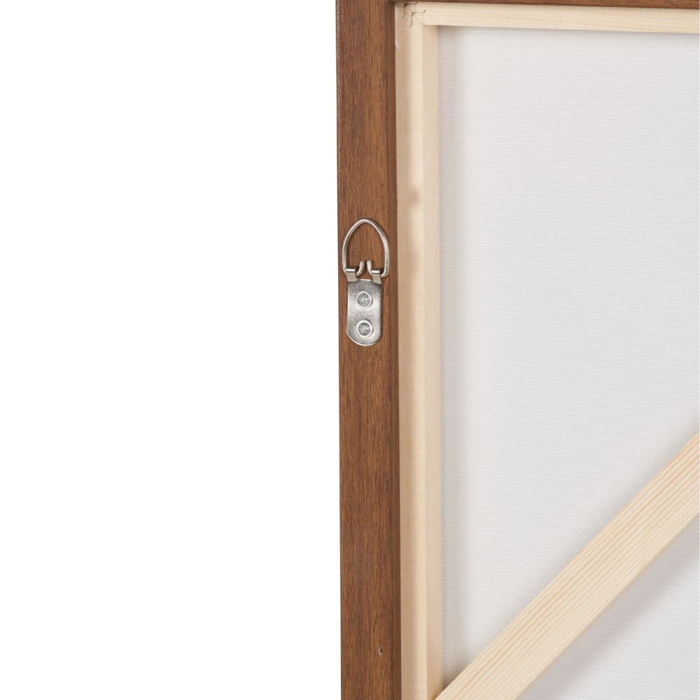 Canvas Monochrome Abstract Square with Oak Effect Frame