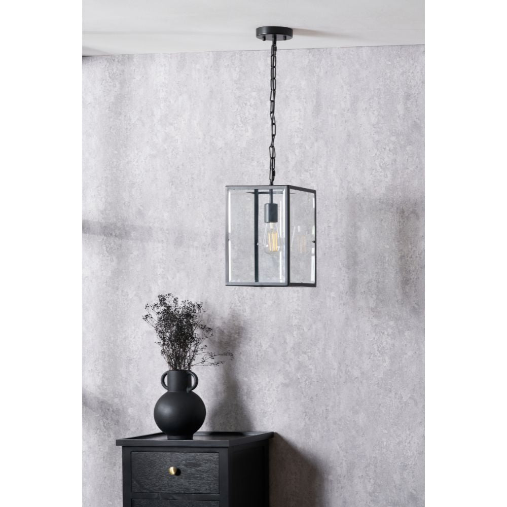 Llewellyn Matte Black Metal and Glass Pendant