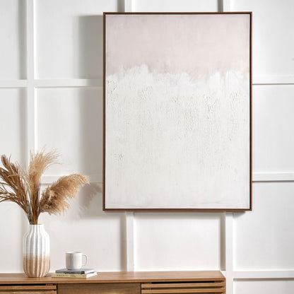 Abstract Canvas Natural and White with Natural Frame Large