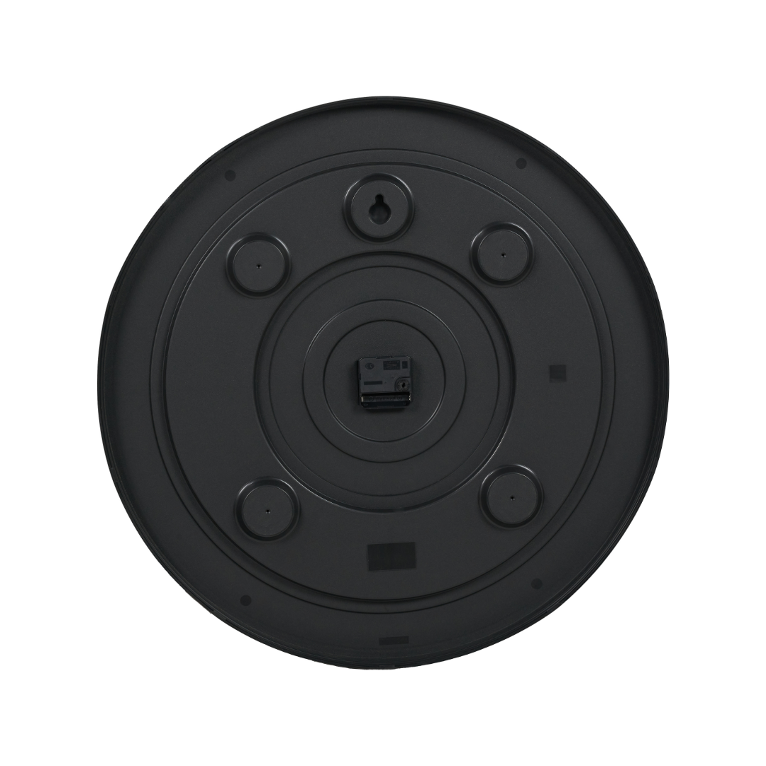 Black Wood Effect Black Faced Round Wall Clock