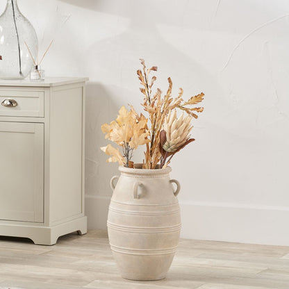 Fibrestone Grey Wash Decorative with Handles Vase