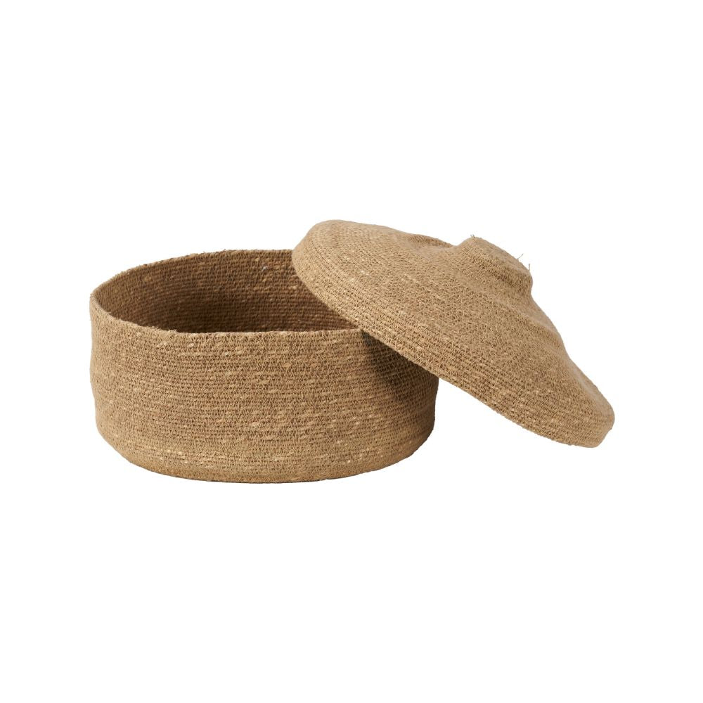 Seagrass Natural Lidded Round Basket