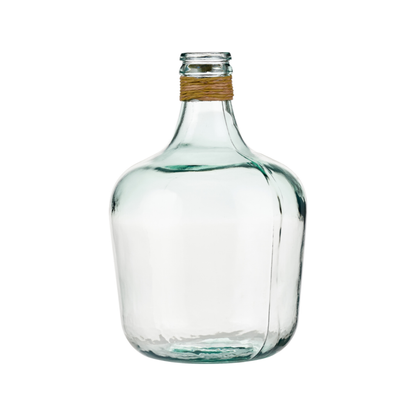 Clear Recycled Medium Bottle Vase With A Raffia Wrapped Neck