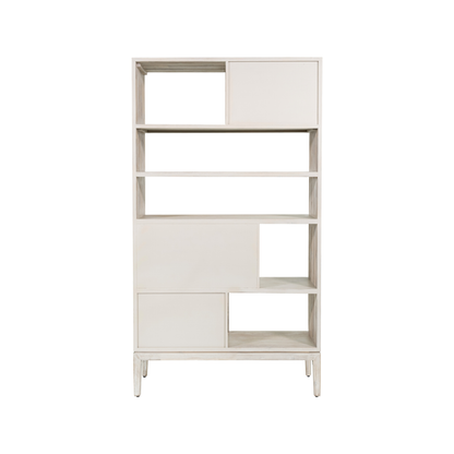 Gio White Sand Acacia Wood Shelf Unit