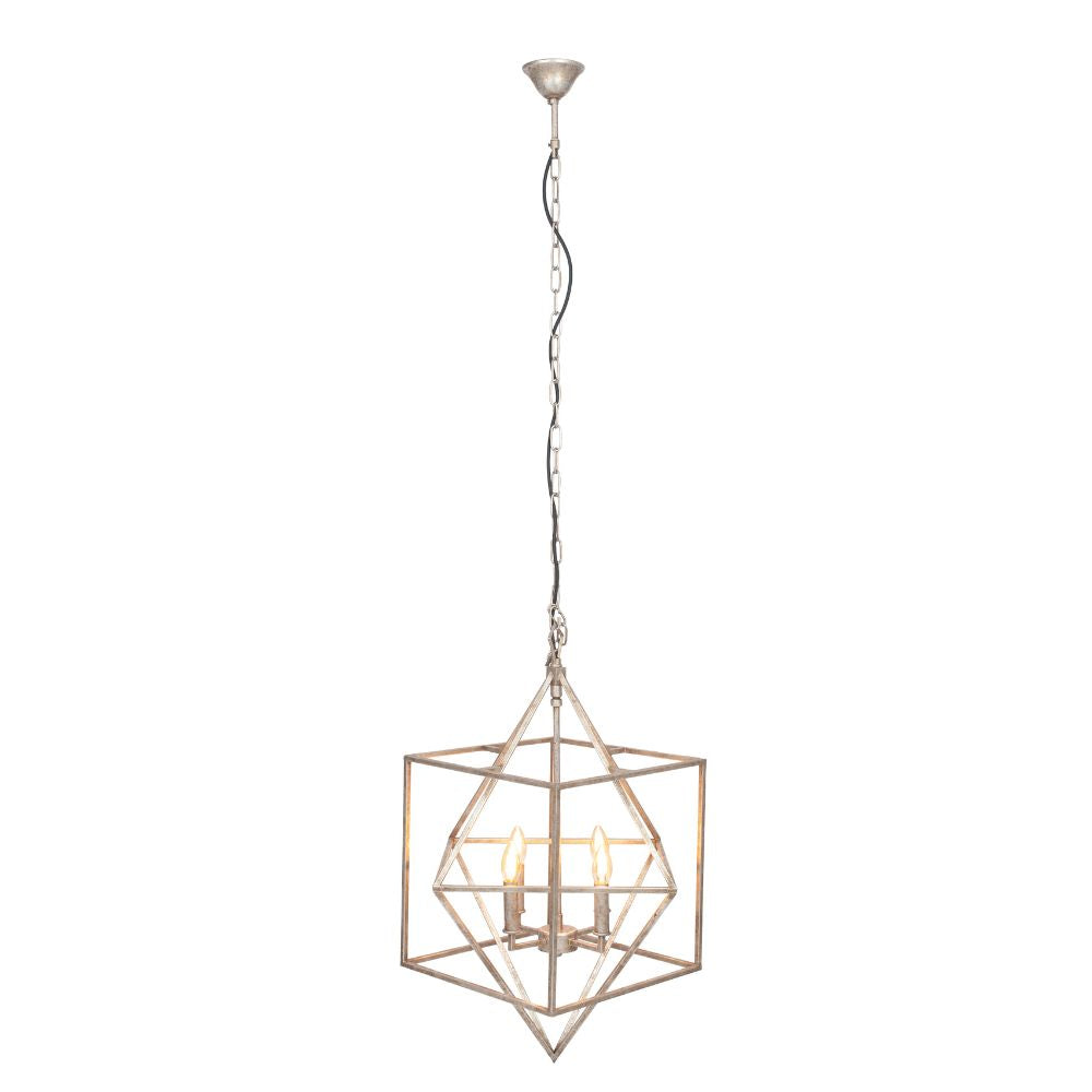 Sirius Antique Silver Metal Multi Arm Cube Pendant