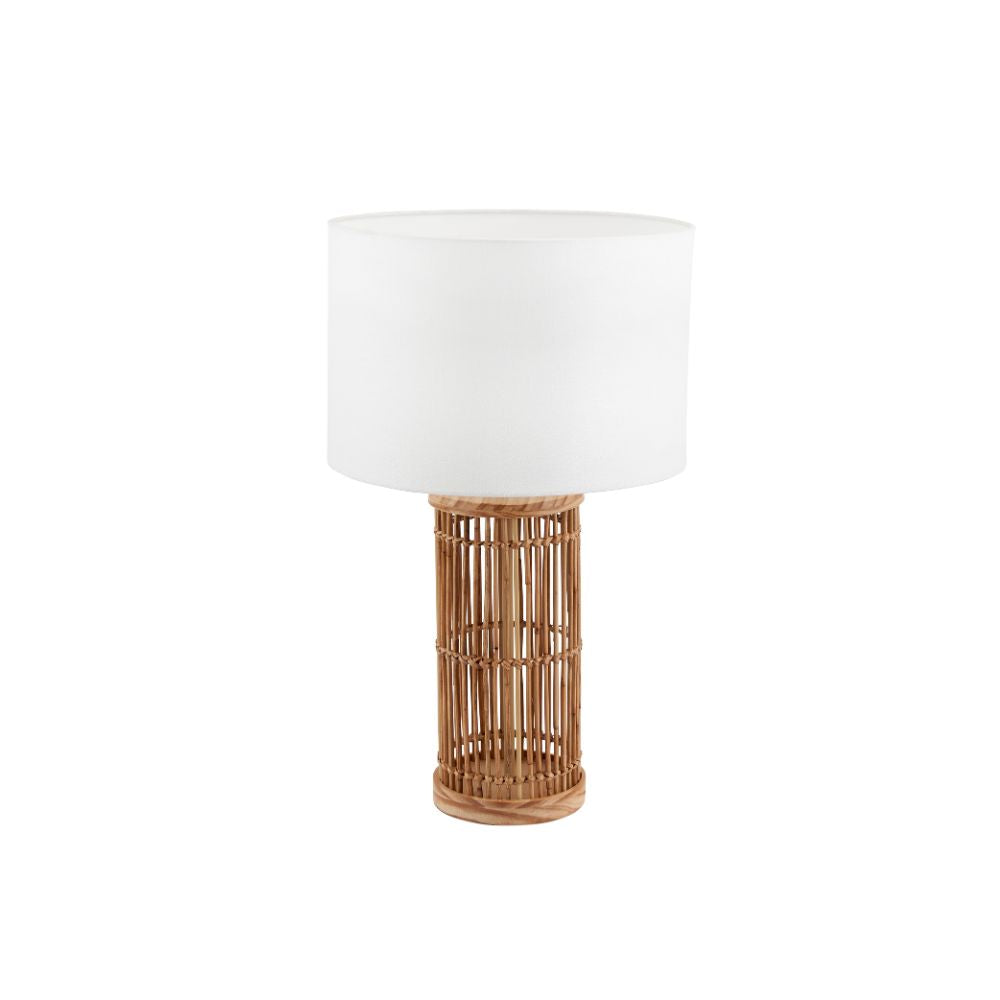 Sorbus Ribbed Tall Table Lamp | Coconut Texture with White Jute Shade ...