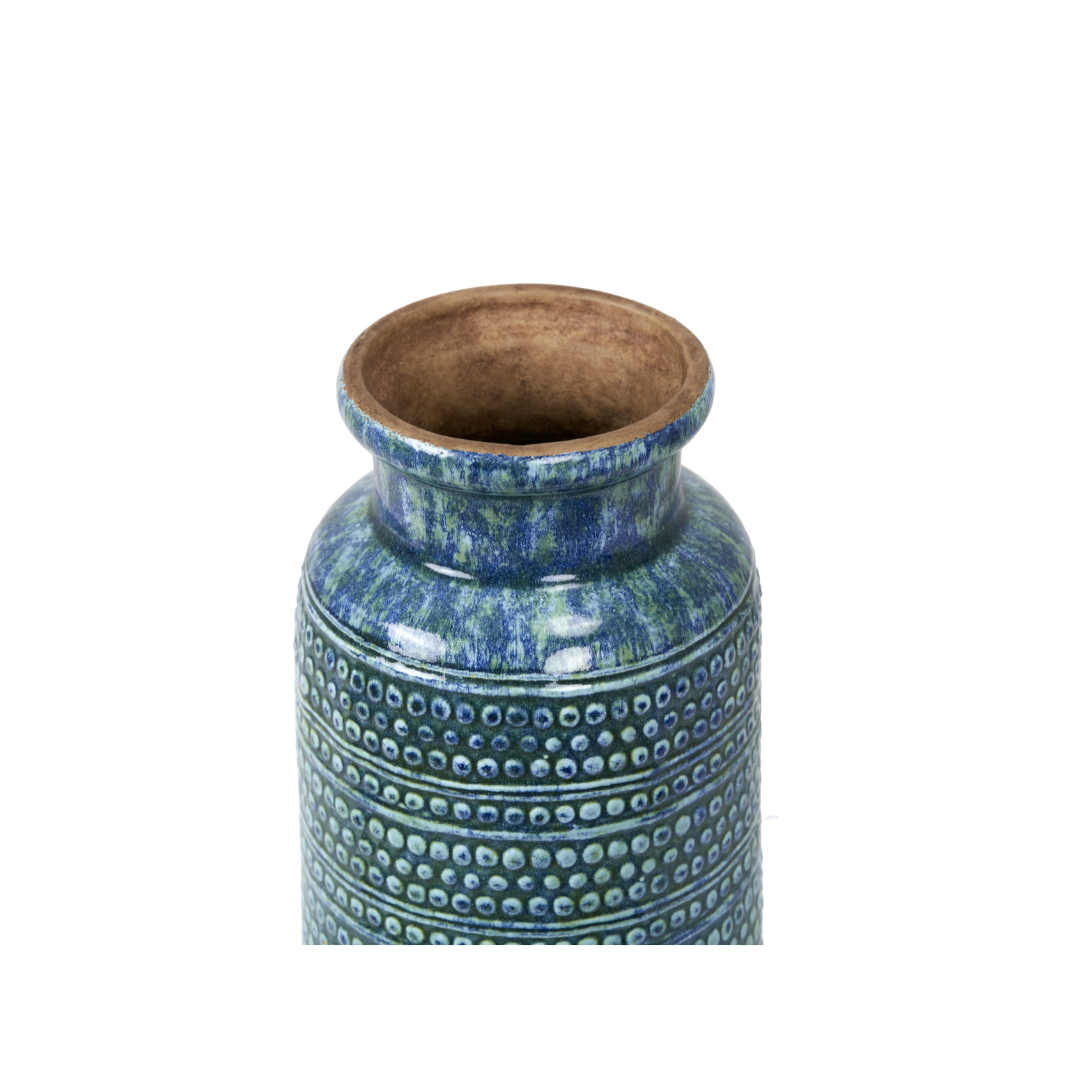Theano Dot Design Blue Glaze Vase