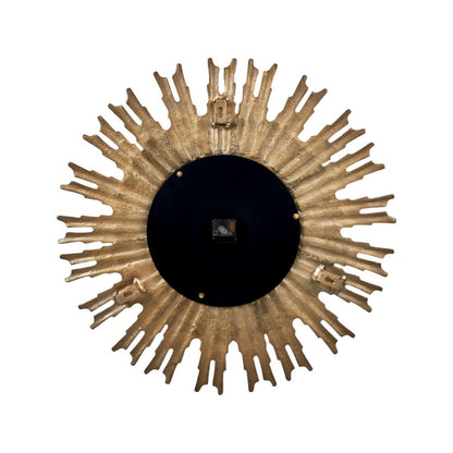 Metal Gold and Black Face Starburst Wall Clock