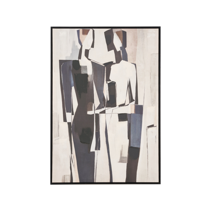 Monochrome Abstract People Canvas with Black Frame