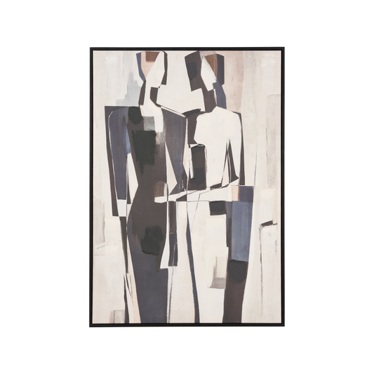 Monochrome Abstract People Canvas with Black Frame