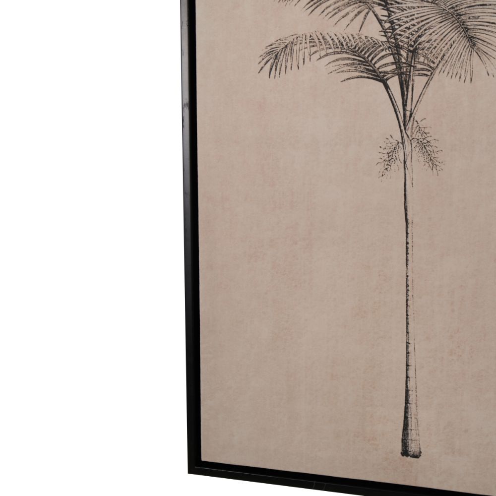 Canvases Natural and Black Palm Tree Print with Black Frames (Set of 3)