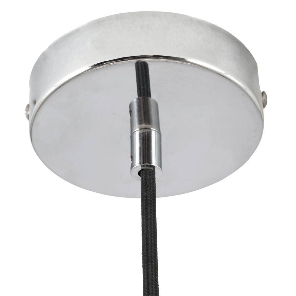 Asterope 6 White Orb and Shiny Chrome Metal Pendant