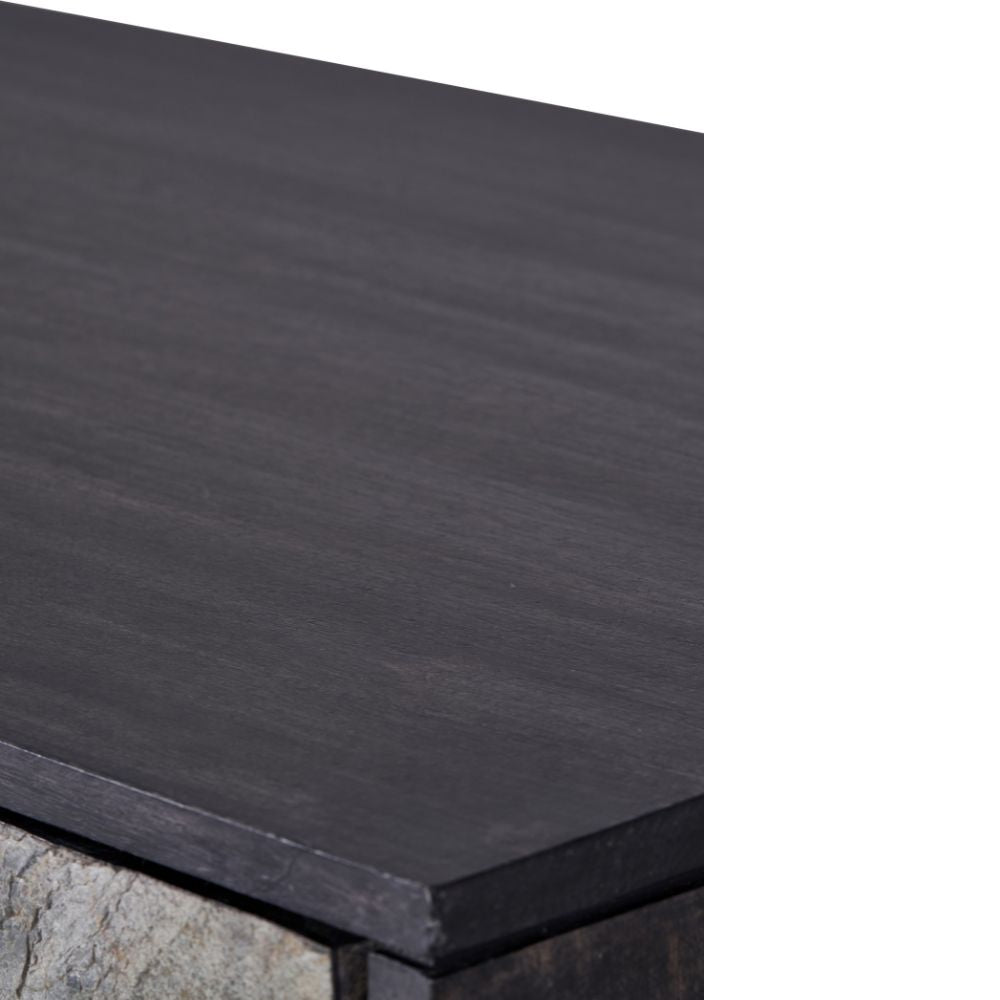 Verde Black Mango Wood and Stone Veneer Sideboard