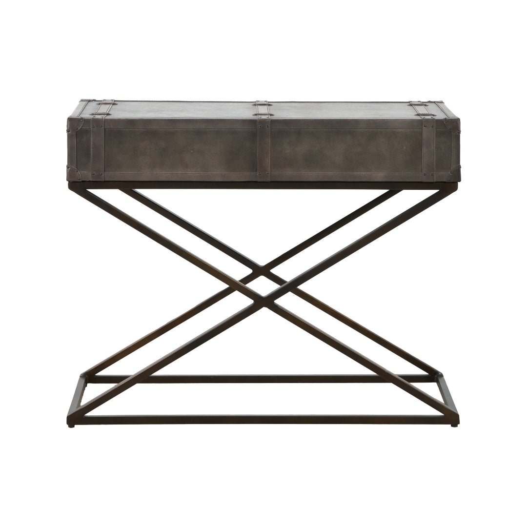 Adriano Peppercorn Leather Console Table