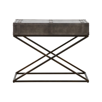 Adriano Peppercorn Leather Console Table