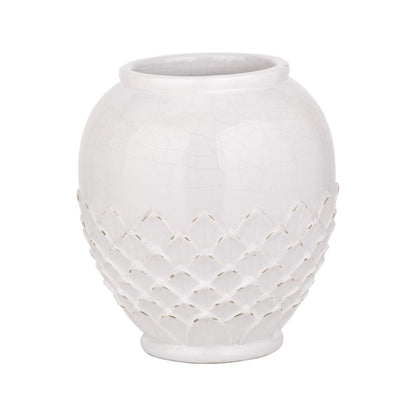 Willow White Leaf Detail Stoneware Vase