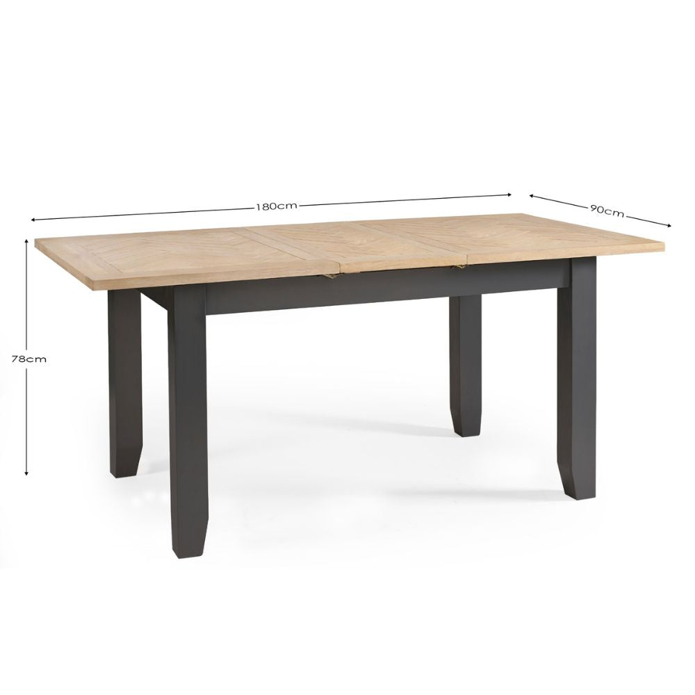 Bordeaux 1.4m Dark Grey Extendable Dining Table