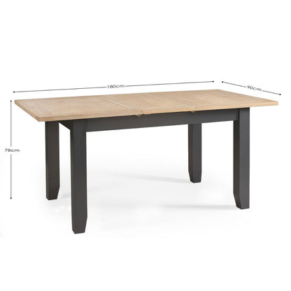 Bordeaux 1.4m Dark Grey Extendable Dining Table