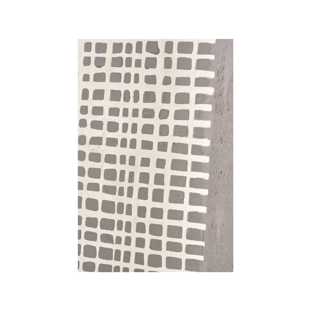 Brown and Natural Grid Design Canvas with Oak Effect Frame