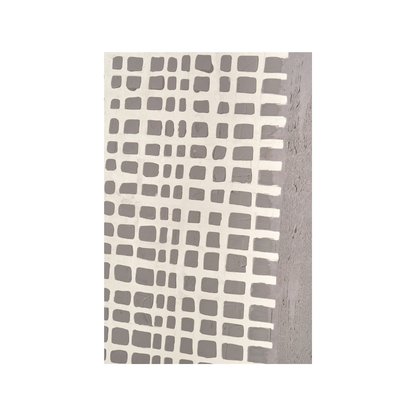Brown and Natural Grid Design Canvas with Oak Effect Frame